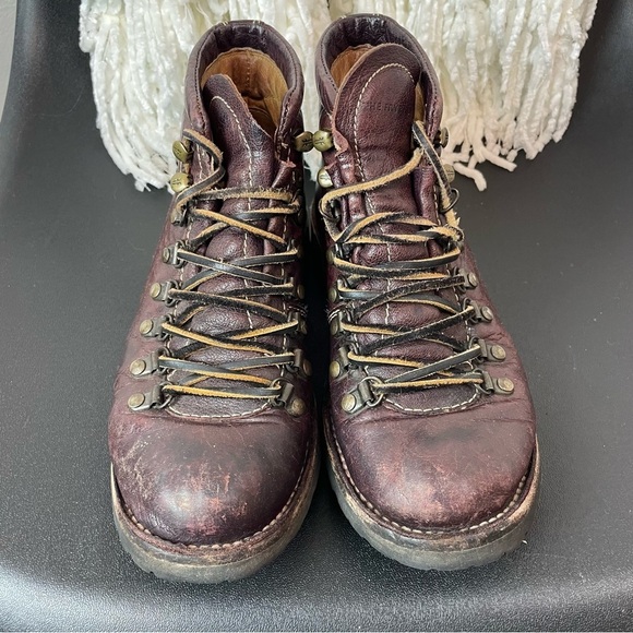 VTG FRYE Alta Womens Classic Hiker Boot Sz 6 Deep Burgundy - Picture 2 of 6